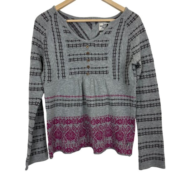 The North Face Knit Wool Blend Pullover Sweater Large Nordic Gray Baby Doll - Picture 1 of 9